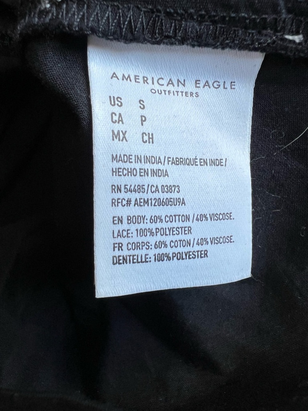 American Eagle Floral Babydoll Mini Dress Black Puff Sleeve Lace Trim Size S NWT - Picture 8 of 8